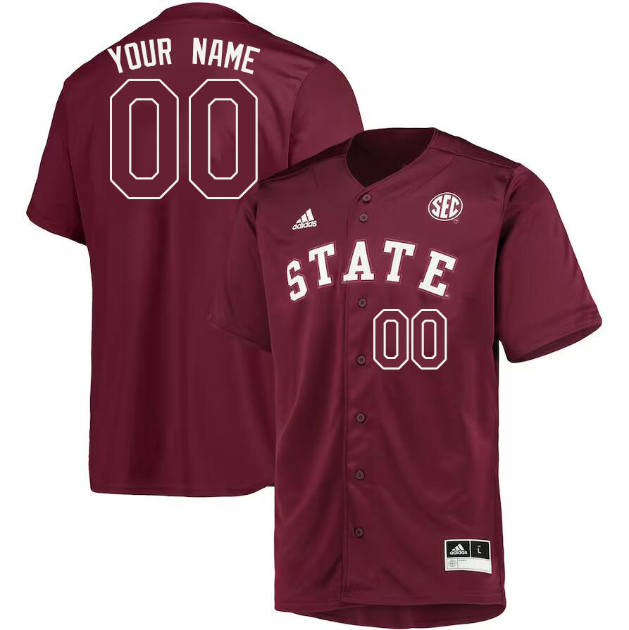 Custom Mississippi State Bulldogs College Name And Number Baseball Jerseys Stitched-Maroon - Click Image to Close